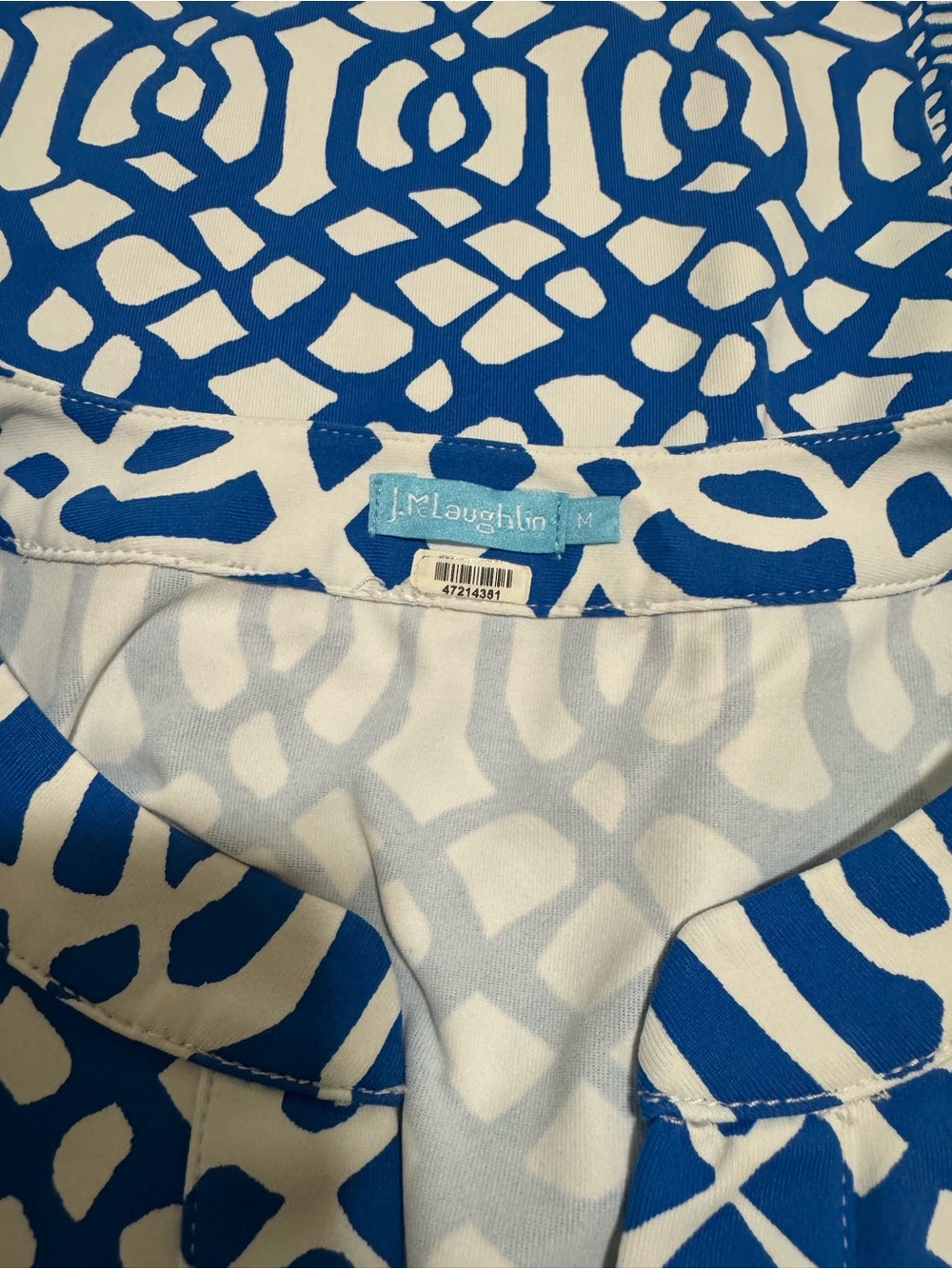 J Mc Laughlin Sleeveless Blue Patterned V-Neck Sheath Dress size M - Picture 4 of 6